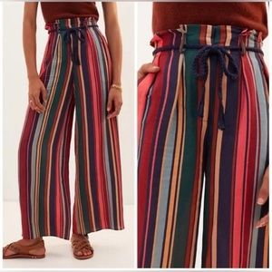 NWT Farm Rio Anthropologie Striped  Wide Leg Pants Size S
